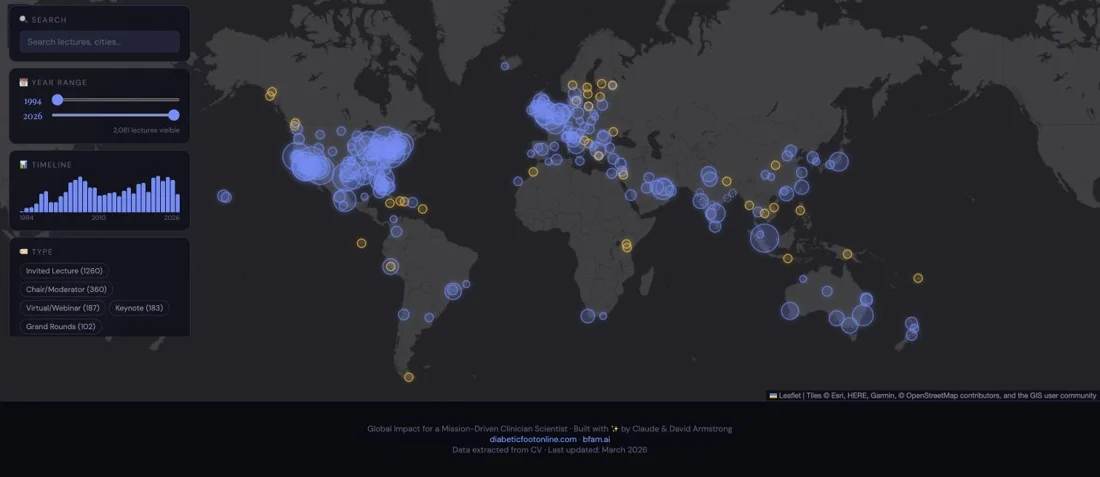 Preview of the Global Impact map, with lecture locations across the world